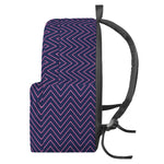 Navy And Pink Zigzag Pattern Print Backpack