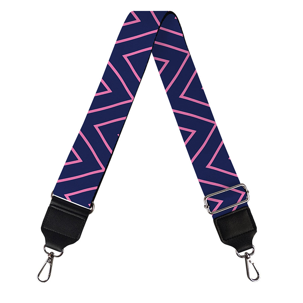 Navy And Pink Zigzag Pattern Print Bag Strap