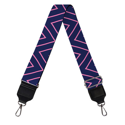 Navy And Pink Zigzag Pattern Print Bag Strap