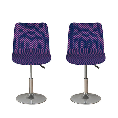 Navy And Pink Zigzag Pattern Print Bar Stool Covers