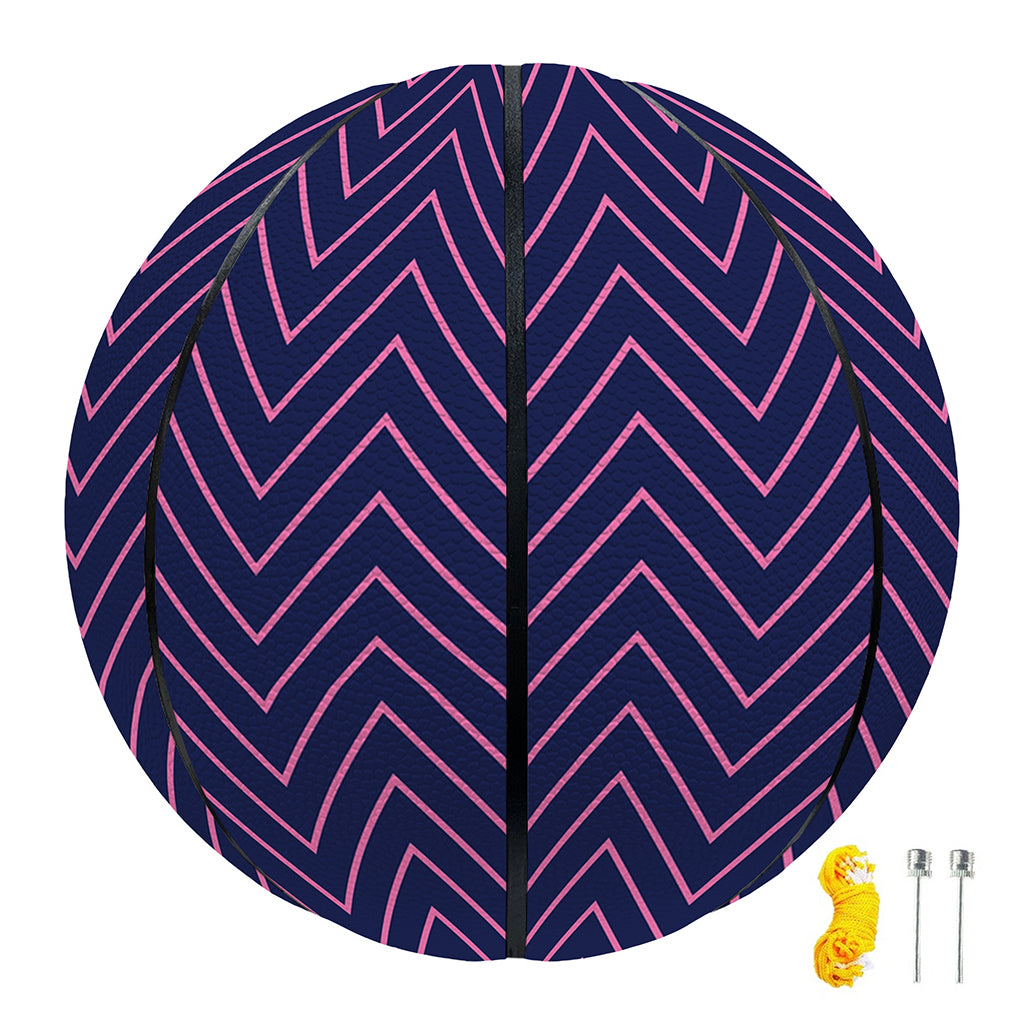 Navy And Pink Zigzag Pattern Print Basketball