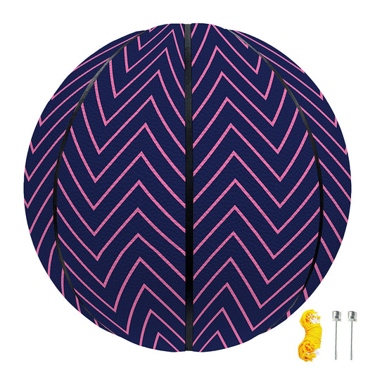 Navy And Pink Zigzag Pattern Print Basketball
