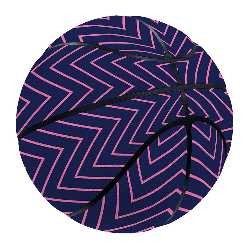 Navy And Pink Zigzag Pattern Print Basketball