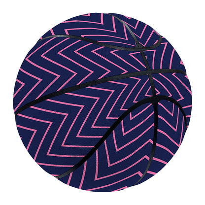 Navy And Pink Zigzag Pattern Print Basketball