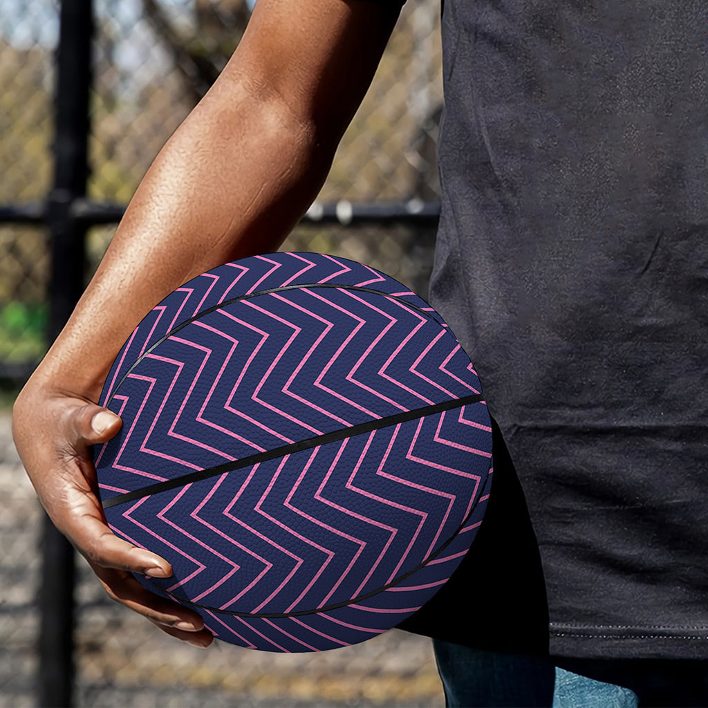 Navy And Pink Zigzag Pattern Print Basketball