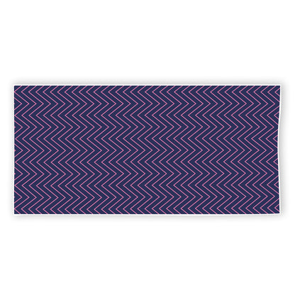 Navy And Pink Zigzag Pattern Print Beach Towel