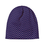 Navy And Pink Zigzag Pattern Print Beanie