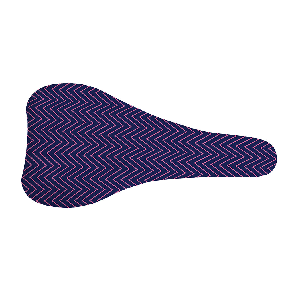 Navy And Pink Zigzag Pattern Print Bicycle Seat Cover