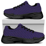 Navy And Pink Zigzag Pattern Print Black Chunky Shoes