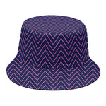 Navy And Pink Zigzag Pattern Print Bucket Hat