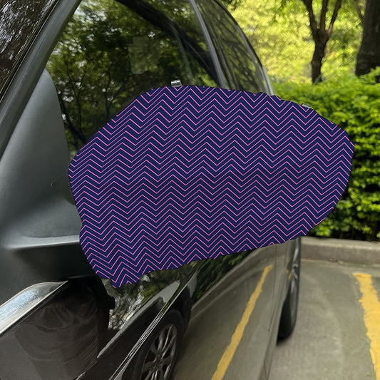 Navy And Pink Zigzag Pattern Print Car Side Mirror Covers