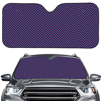 Navy And Pink Zigzag Pattern Print Car Windshield Sun Shade