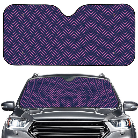Navy And Pink Zigzag Pattern Print Car Windshield Sun Shade