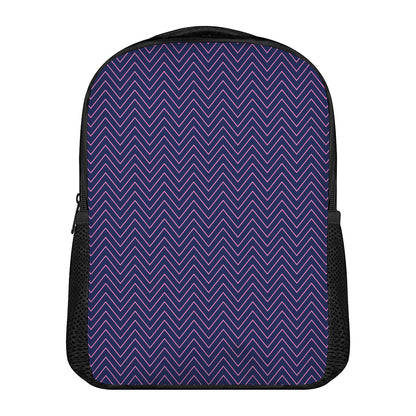 Navy And Pink Zigzag Pattern Print Casual Backpack