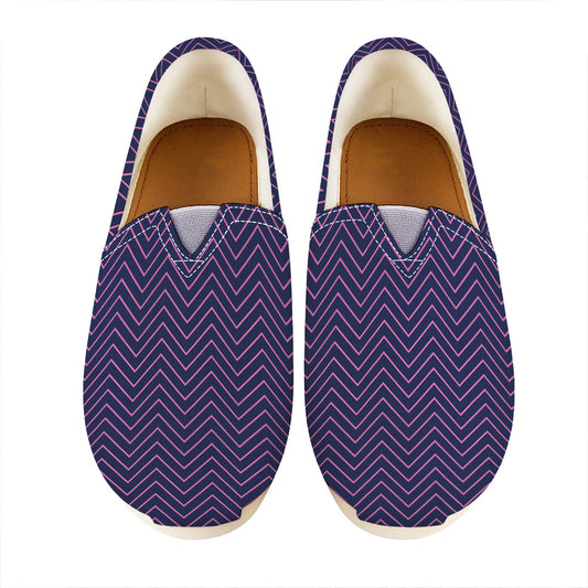 Navy And Pink Zigzag Pattern Print Casual Shoes