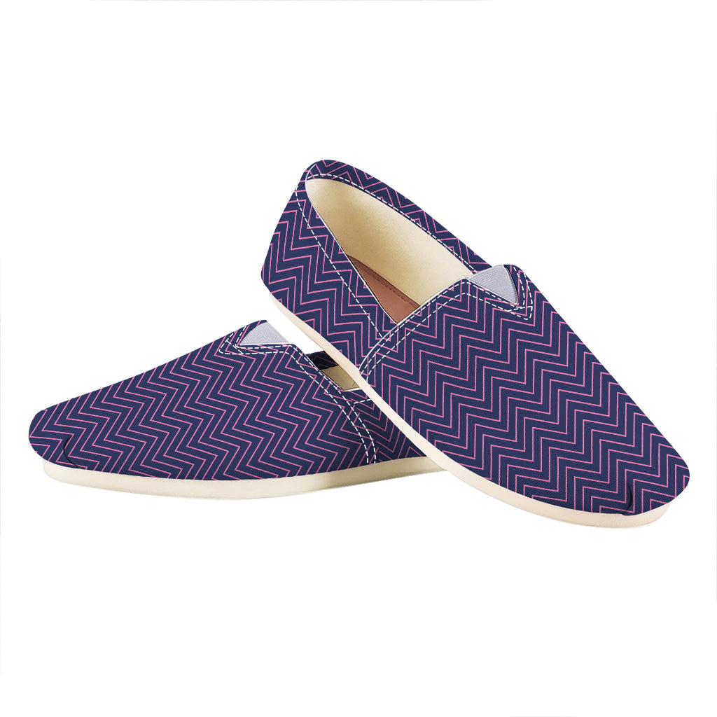 Navy And Pink Zigzag Pattern Print Casual Shoes