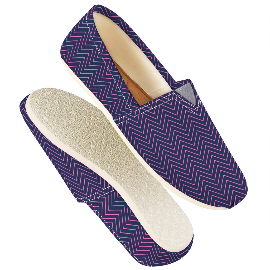Navy And Pink Zigzag Pattern Print Casual Shoes