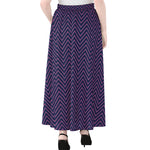 Navy And Pink Zigzag Pattern Print Chiffon Maxi Skirt