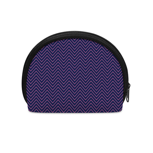 Navy And Pink Zigzag Pattern Print Coin Purse