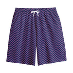 Navy And Pink Zigzag Pattern Print Cotton Shorts