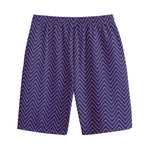 Navy And Pink Zigzag Pattern Print Cotton Shorts