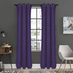 Navy And Pink Zigzag Pattern Print Curtain