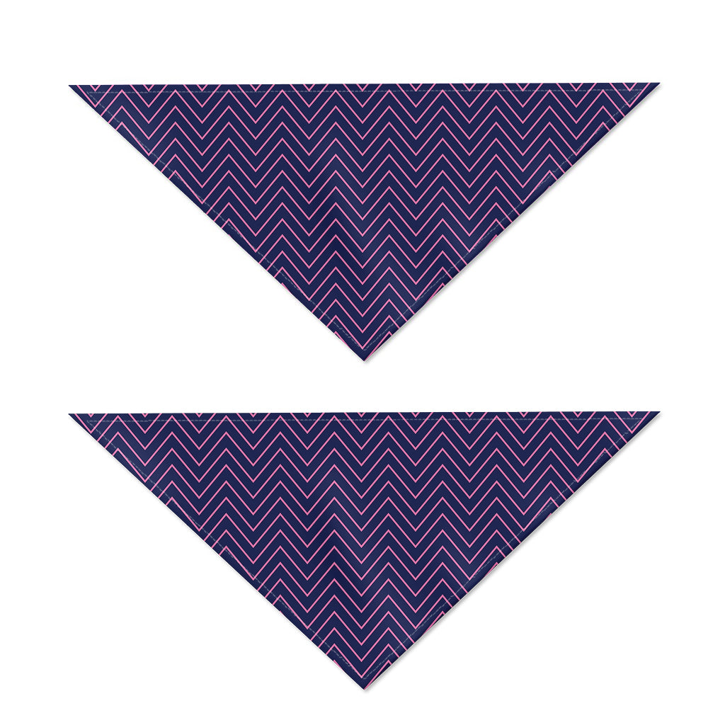 Navy And Pink Zigzag Pattern Print Dog Bandana