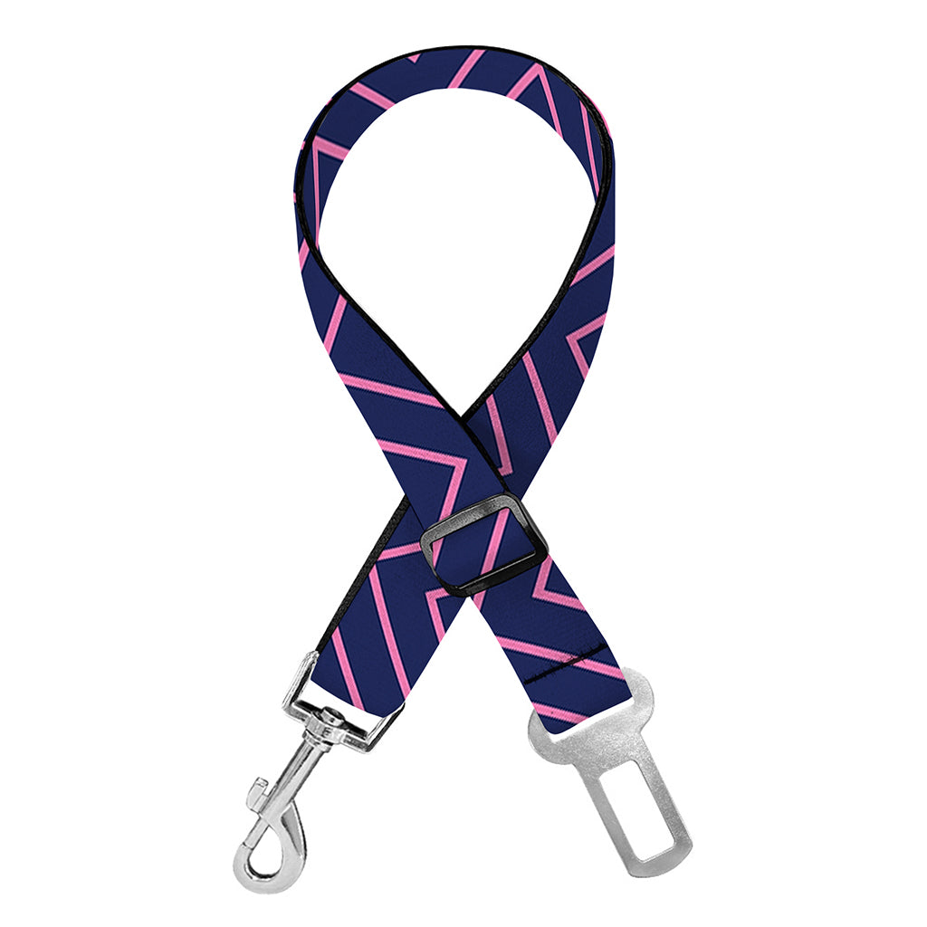Navy And Pink Zigzag Pattern Print Dog Seat Belt