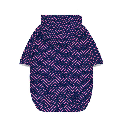 Navy And Pink Zigzag Pattern Print Dog Zip Up Hoodie