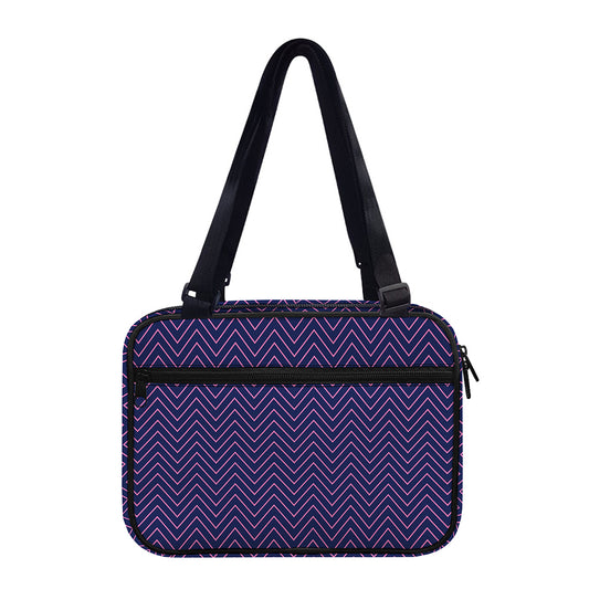 Navy And Pink Zigzag Pattern Print Double Strap Bible Bag
