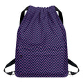 Navy And Pink Zigzag Pattern Print Drawstring Backpack