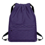 Navy And Pink Zigzag Pattern Print Drawstring Backpack