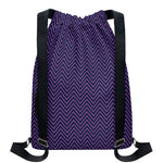Navy And Pink Zigzag Pattern Print Drawstring Backpack