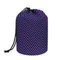 Navy And Pink Zigzag Pattern Print Drawstring Makeup Bag
