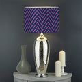 Navy And Pink Zigzag Pattern Print Drum Lamp Shade