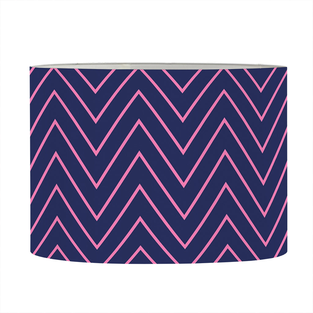 Navy And Pink Zigzag Pattern Print Drum Lamp Shade