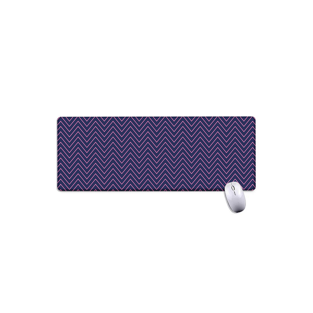 Navy And Pink Zigzag Pattern Print Extended Mouse Pad