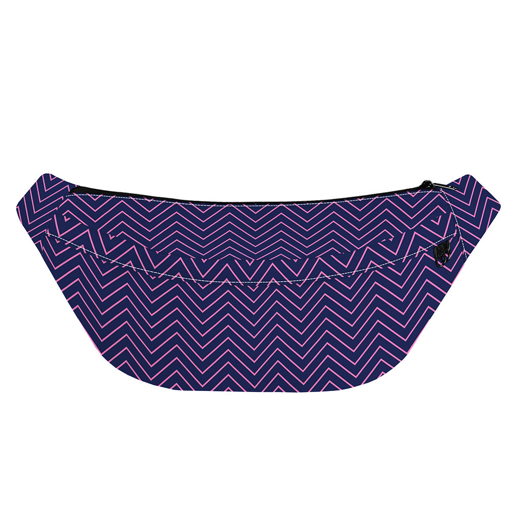 Navy And Pink Zigzag Pattern Print Fanny Pack