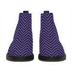 Navy And Pink Zigzag Pattern Print Flat Ankle Boots