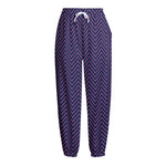 Navy And Pink Zigzag Pattern Print Fleece Lined Knit Pants