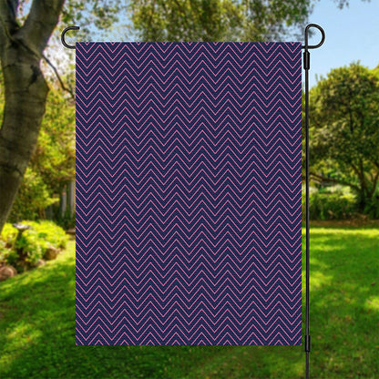 Navy And Pink Zigzag Pattern Print Garden Flag