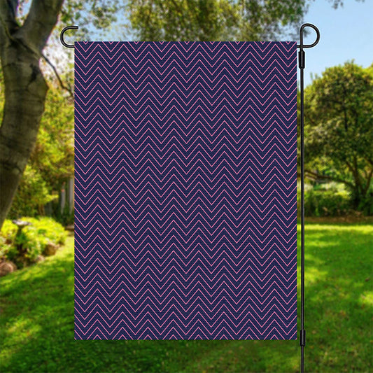 Navy And Pink Zigzag Pattern Print Garden Flag