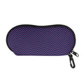 Navy And Pink Zigzag Pattern Print Glasses Case