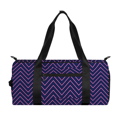 Navy And Pink Zigzag Pattern Print Gym Bag