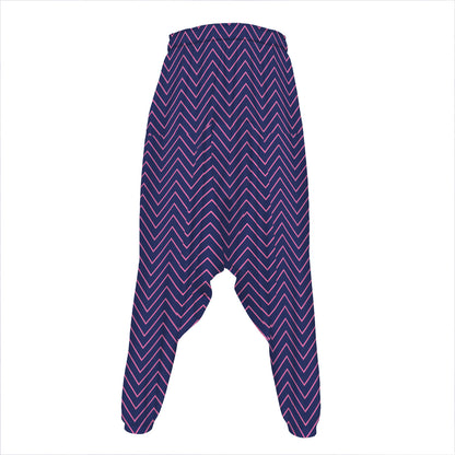 Navy And Pink Zigzag Pattern Print Hammer Pants