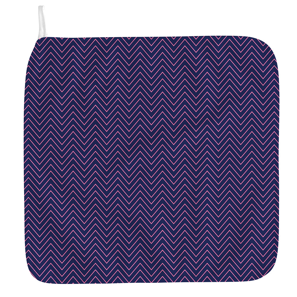 Navy And Pink Zigzag Pattern Print Hand Towel