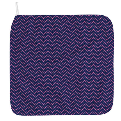 Navy And Pink Zigzag Pattern Print Hand Towel