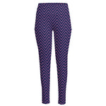 Navy And Pink Zigzag Pattern Print High-Waisted Pocket Leggings