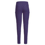 Navy And Pink Zigzag Pattern Print High-Waisted Pocket Leggings