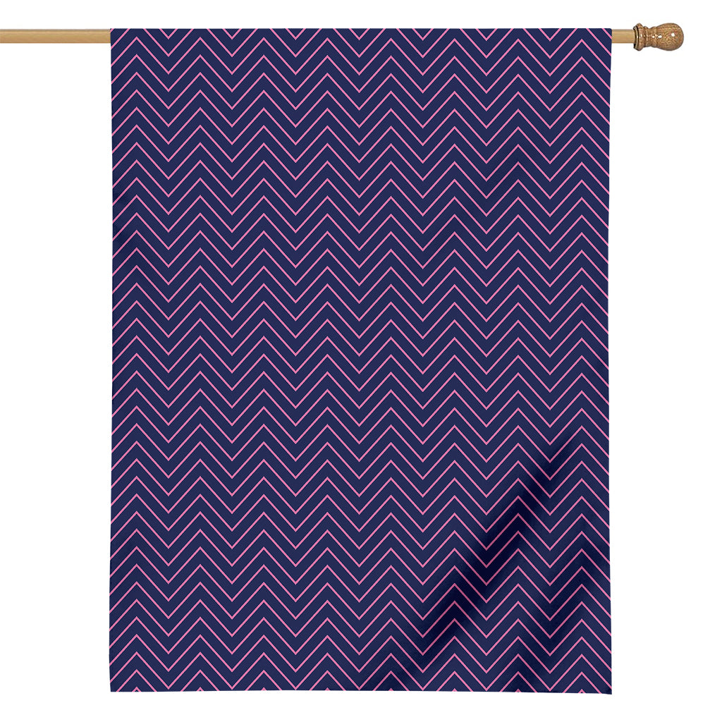 Navy And Pink Zigzag Pattern Print House Flag